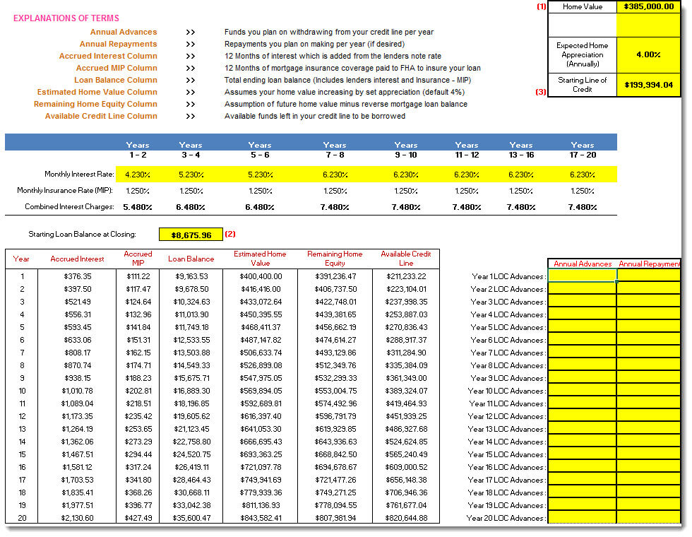 Reverse Mortgage Amortization Chart